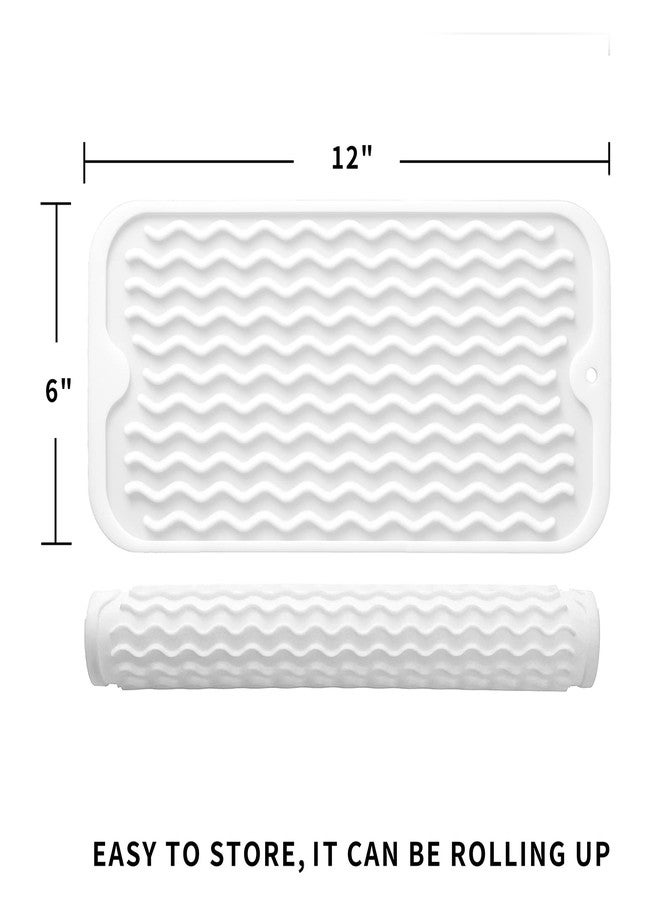 MicoYang Silicone Dish Drying Mat for Multiple Usage,Easy clean,Eco-friendly,Heat-resistant Silicone Mat for Kitchen Counter or Sink,Refrigerator or Drawer Liner White S 12 inches x 6 inches - Image 2